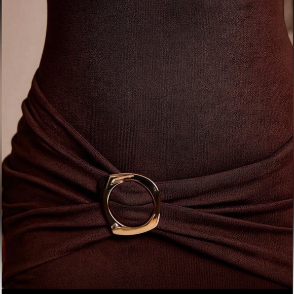 Long Sleeve Bodycon Mini Dress with Front Ring Accent - Picture 2 of 3